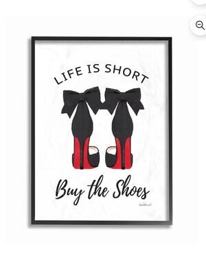 Stupell Industries Fashion Designer Buy The Shoes Black Red Wall Art 16"x20"